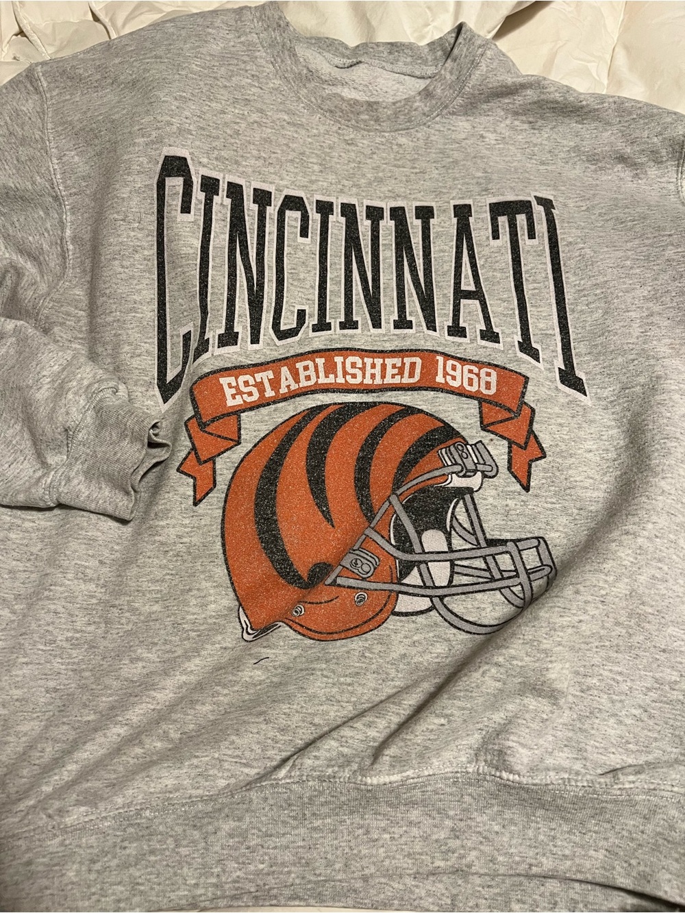 Gildan Gray Cincinnati Bengals Crewneck Sweatshirt
